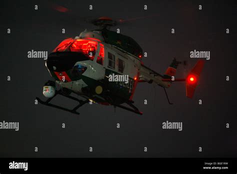 Police Helicopter At Night With Infrared Camera Duesseldorf Stock