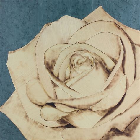 Marquetry White Rose Handmade Intarsia Wood Wall Picture By Etsy