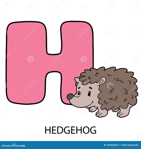 H With Hedgehog Stock Vector Illustration Of Material 105993035