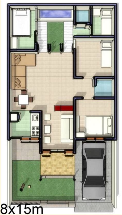 Terdapat ruang tamu, ruang makan. Gambar Desain Rumah Minimalis 7 X 15 | Wallpaper Dinding