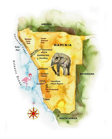 Detailed Illustrated Map Of Namibia Namibia Africa Mapsland