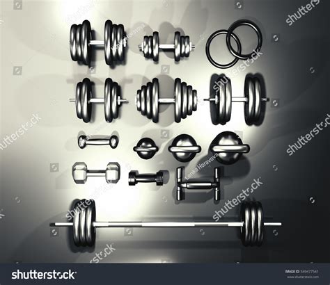 Sorted Different Types Weights 3d Illustration Stock Illustration