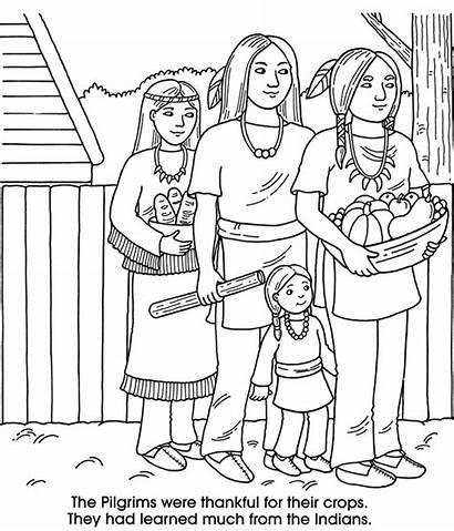 Coloring Pages Thanksgiving Harvest Native Worksheets Pilgrims