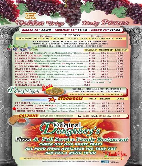 Order online from new hong kong chinese food on menupages. Menu of Dough Boy's Pizza Restaurant in Wind Gap, PA 18091