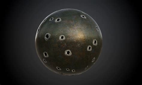 Artstation Metal Green Rusty Bullet Holes Grunge Seamless Pbr Texture