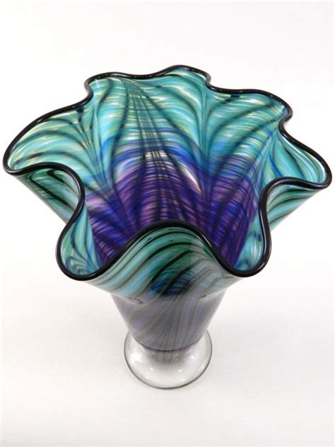 Hand Blown Art Glass Vase In Lavender And Turquoise Etsy Glass Art Art Glass Vase Hand Blown