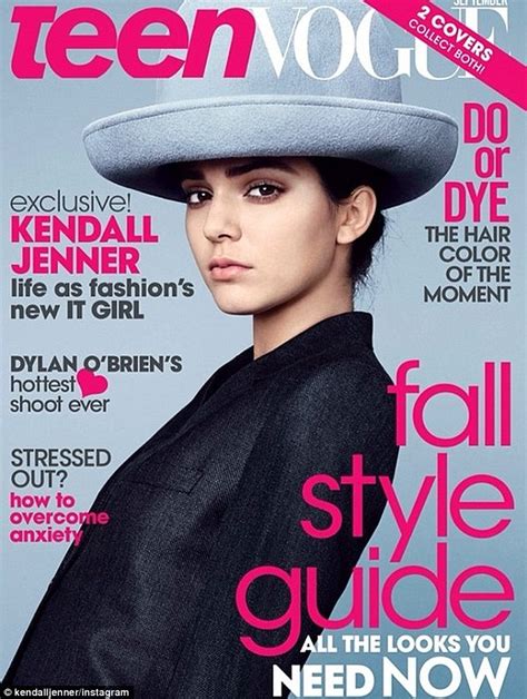 kendall jenner goes from androgynous to girly glam on dual teen vogue covers daily mail online