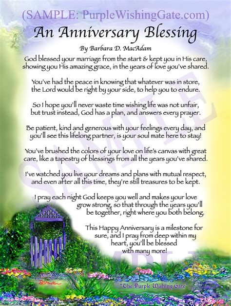 An Anniversary Blessing Frame Personalize Poem T