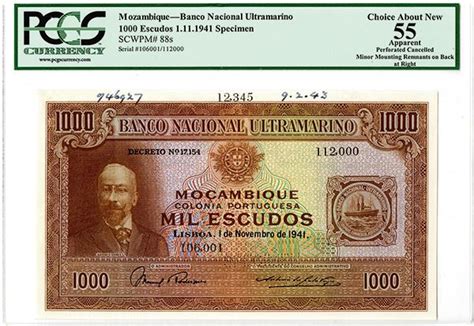 National overseas bank) was a portuguese bank with operations throughout the. Banco Nacional Ultramarino, 1941 Specimen Banknote.