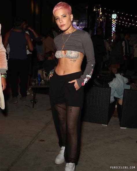 halsey flashing her boobs in see through