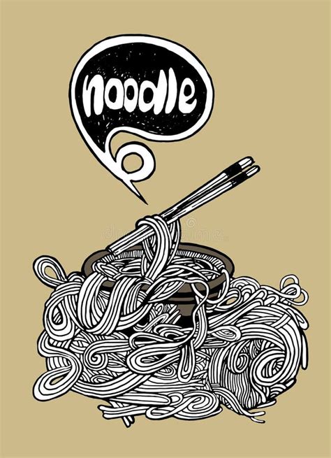 Hipster Noodle Doodles Backgroundhand Drawing Style Stock Vector