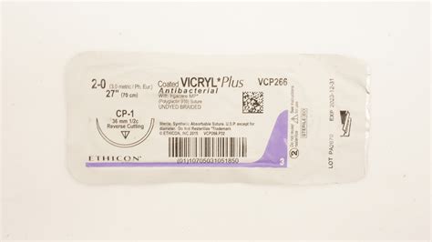 Ethicon Vcp266 2 0 Vicryl Plus Stre Cp 1 36mm 12c Reverse Cutting 27
