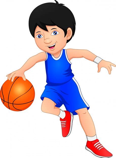 Premium Vector Cartoon Boy Playing Basketball