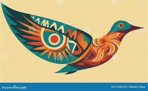 A Stylized Version of a Bird in Flight Created with Generative AI Stock