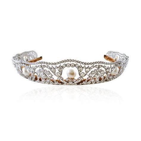 edwardian natural pearl and diamond tiara a delicate diamond and pearl tiara 1910 featuring