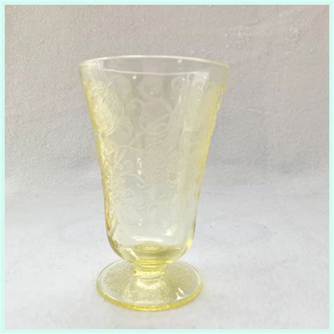 Florentine Poppy No Yellow Depression Glass Footed Inch Tumblers