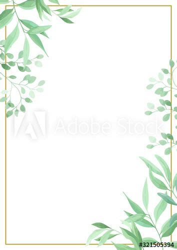 Floral Frame Template Green Leaves Border Vector Illustration