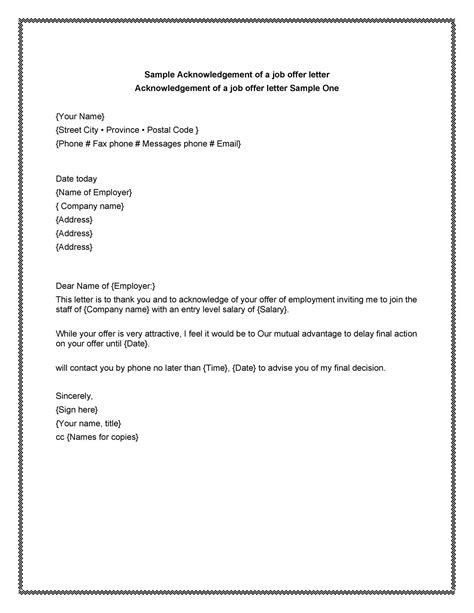 40 Professional Job Offer Acceptance Letter And Email Templates Templatelab