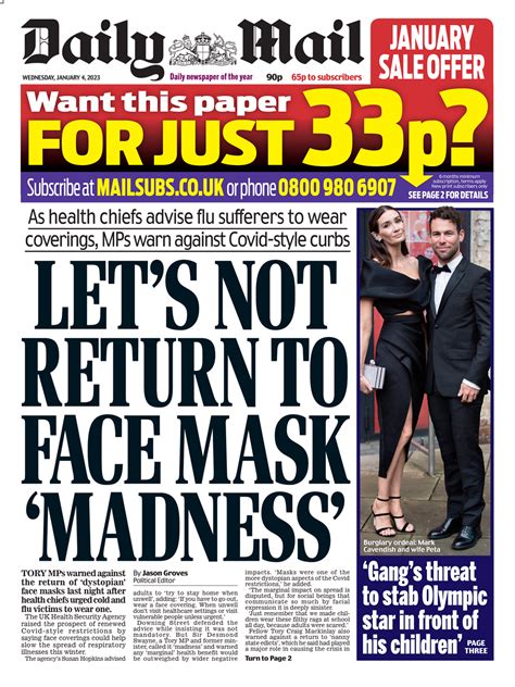 daily mail front page 4th of january 2023 tomorrow s papers today