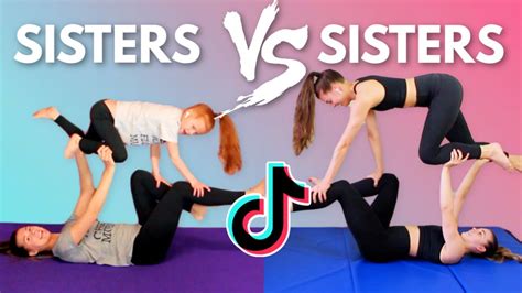 Sisters Vs Sisters Tik Tok Acro Gymnastics Challenge Youtube