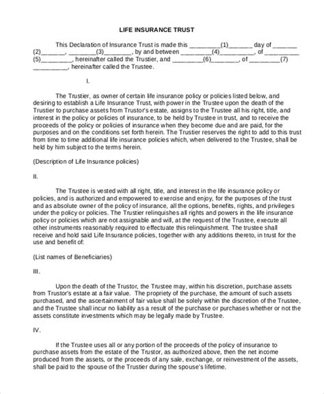 Think of joint life insurance policies as the joint checking account of the life insurance world. FREE 16+ Sample Will and Trust Forms in PDF | MS Word