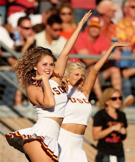 Palo Alto Ca September 15 A Usc Trojans Cheerleader Cheers On Her Team During Their Game