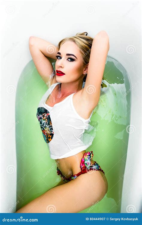 Attractive Woman In Water Stock Image Image Of Elegant