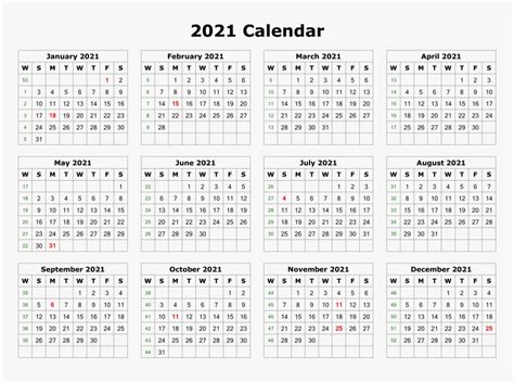 2021 12 Month Printable Calendar Free On This Page You