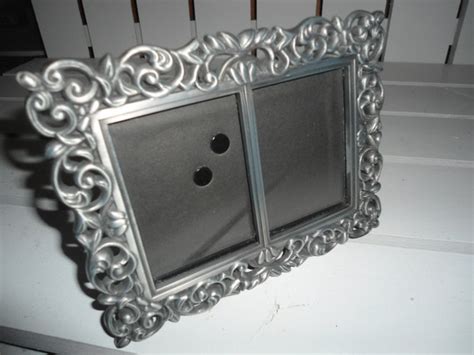 Vintage Ornate Pewter Double Picture Frame
