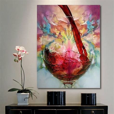 Abstract Red Wine Glass Oil Painting Canvas Wall Art Printed Pictures Home Decor Affilink