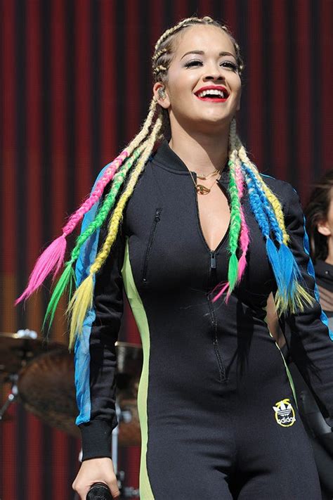 Rita ora swaps her trademark peroxide blonde hair for blue 'smurf' hair. Rita Ora Rainbow Hair Braids - Pastel Weave