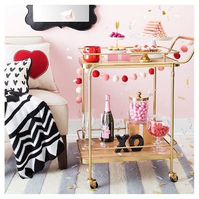 For an extravagant look, a rose gold bar cart might be fitting. Metal, Wood, And Leather Bar Cart - Gold - Threshold™ : Target