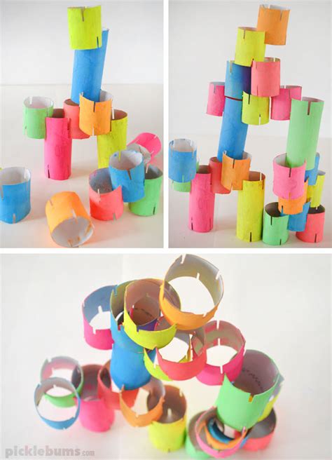 Diy Cardboard Tube Construction Toy Picklebums In 2020 Diy Games Toilet Paper Roll Crafts