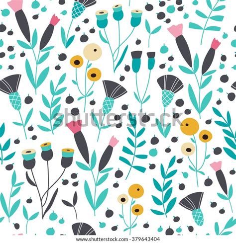 Seamless Bright Scandinavian Floral Pattern Stock Vector Royalty Free