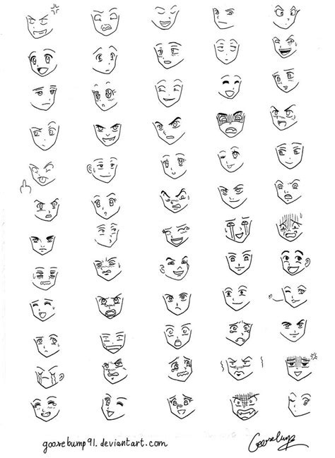 60 Manga And Anime Expressions By ~goosebump91 On Deviantart Chibi Drawings Anime Drawings