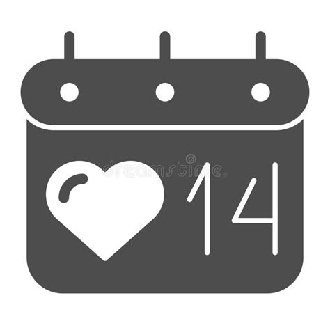 Valentines Day Calendar Line And Glyph Icon 14 February Vector