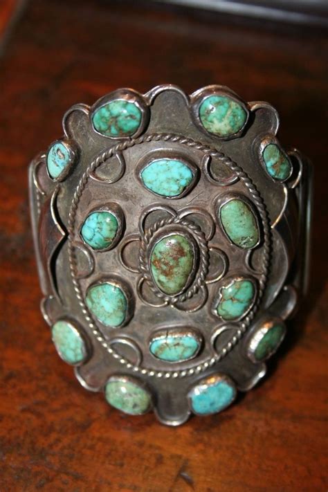 Vintage Navajo Silver And Cerrillos Turquoise Cuff Turquoise Jewelry