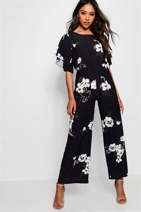 Floral Angel Sleeve Jumpsuit Jumpsuit With Sleeves Womens Floral