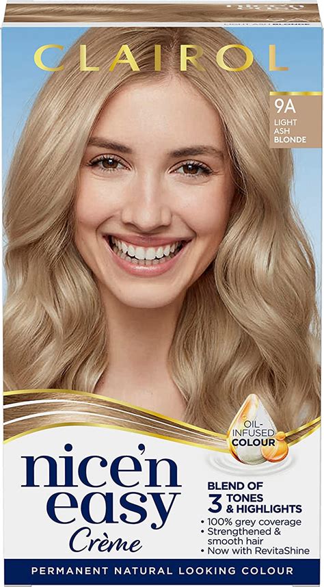 Clairol Nicen Easy Crème Natural Looking Oil Infused Permanent Hair Dye 9a Light Ash Blonde