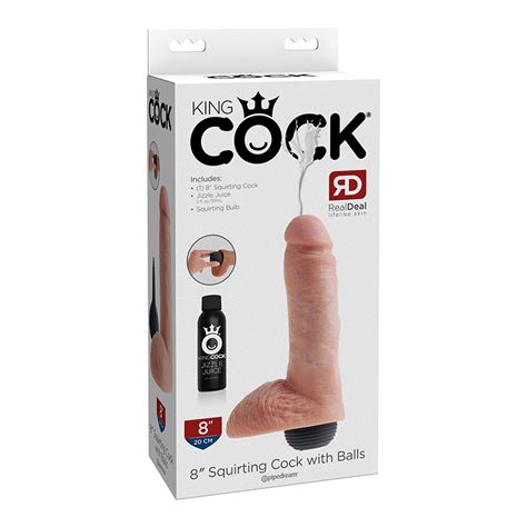 King Cock 8 Inches Squirting Cck Balls Beige