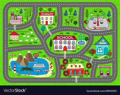 Road Play Mat For Children Activity Entertainment Vector Image