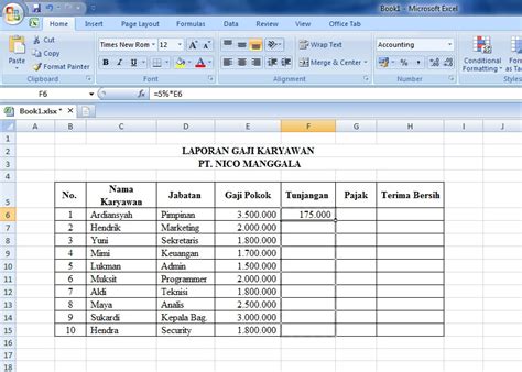 Misalkan saja gaji administrasi adalah 1 juta, gaji salesman adalah 800 ribu. Kumpulan Contoh Soal: Contoh Soal Excel If Gaji Karyawan