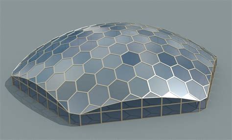 Hexagon Glass Dome Obj 3d Model Glass Building Door Design