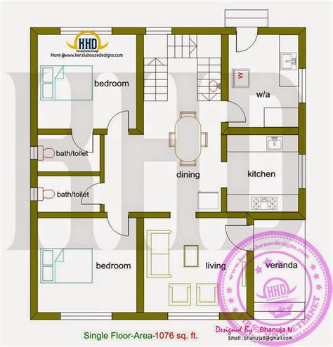 Low budget home plan 6×11 meter with 3 bedrooms. House floor plan