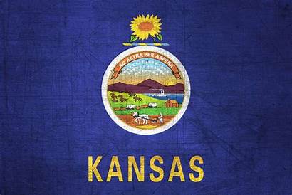 Kansas Flag Flags Metal Background Usa State