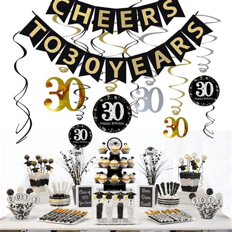 Jevenis 30th Birthday Party Decorations Cheers To 30 Years Banner 30