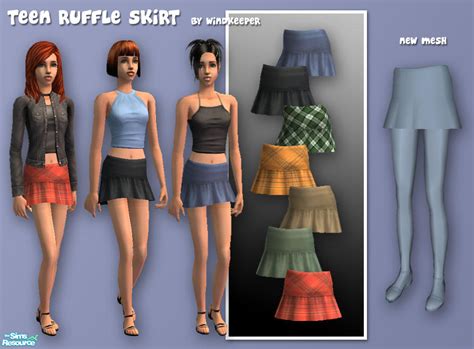 The Sims Resource Teen Ruffle Skirt