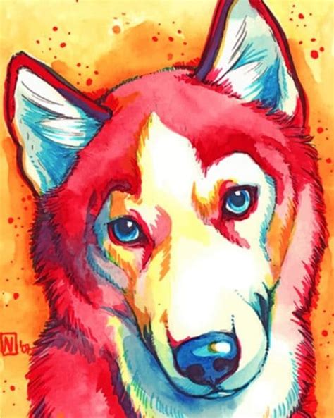 Red Husky Pop Art Animals Paint By Number Numpaint Paint By Numbers