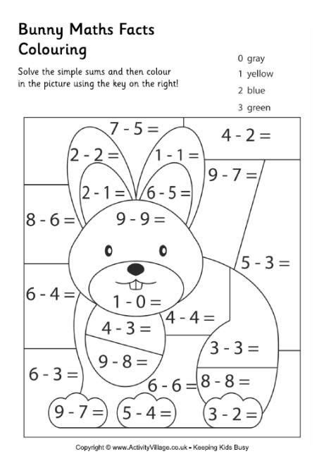 This pack is for eyfs and contains fun easter themed activities such as colouring, counting, scavenger hunts, whole family activities, crafts, wellbeing and more! Bunny Maths Facts Colouring Page | Učení, Předškoláci ...