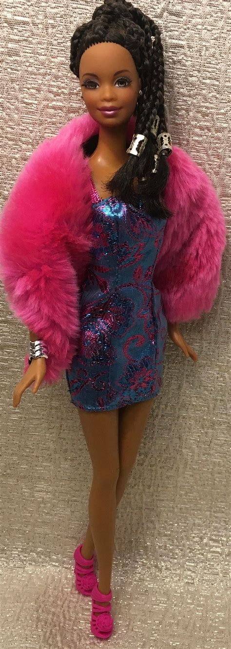 Retro Barbie Restyled Braided Hair Glamorous Pink And Blue Etsy Black Barbie Barbie Glamour